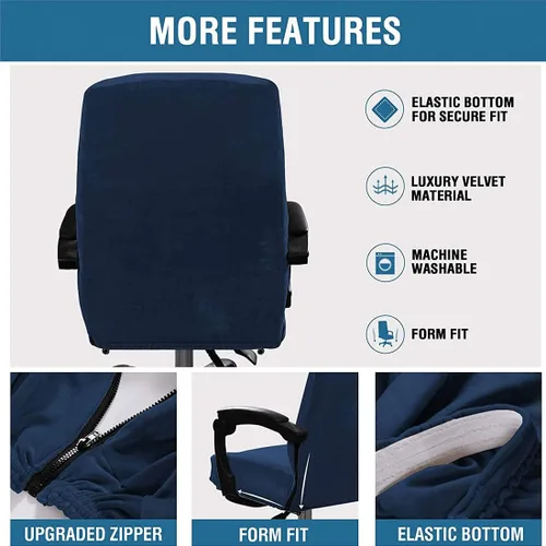 Miniatura 5 de Funda para silla de oficina con fundas para reposabrazos, funda elástica de terciopelo suave para silla de escritorio, fundas protectoras para silla