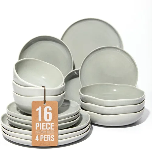 Miniatura 9 de Pokini - Juegos de vajilla de gres para cena, juego de platos y cuencos de cerámica, platos de cocina aptos para microondas y lavavajillas, platos