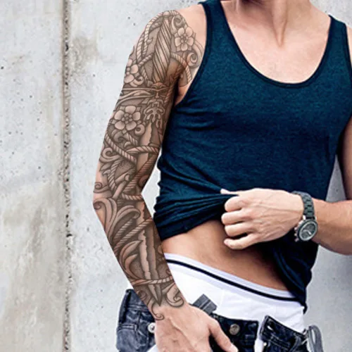Miniatura 3 de DaLin - 4 hojas extragrandes de tatuajes temporales de brazo completo para mujeres, tatuajes para hombres, adultos, pesadilla antes de Navidad