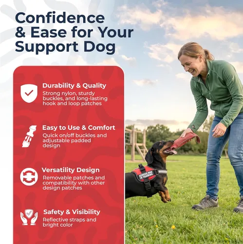 Miniatura 5 de Industrial Puppy Arnés de chaleco de entrenamiento para perro de servicio, chaleco duradero y ajustable con correas reflectantes, parches