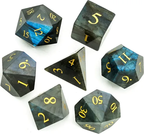 Miniatura 42 de UDIXI Juego de dados de piedras preciosas de amatista, dados DND de piedra de cristal D&D con estuche de regalo para juegos de rol y juegos de mesa