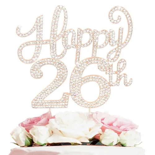 Miniatura 136 de LASKYER Decoración de feliz cumpleaños número 10, decoración de pastel de diamantes de imitación dorados de 10º cumpleaños – Letrero de metal