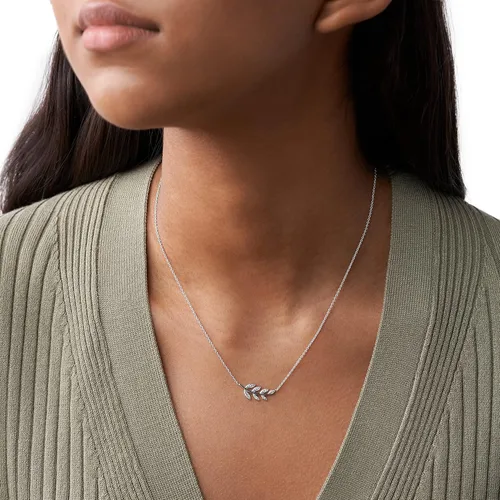Miniatura 5 de Fossil Collar de cadena con colgante de plata de ley para mujer