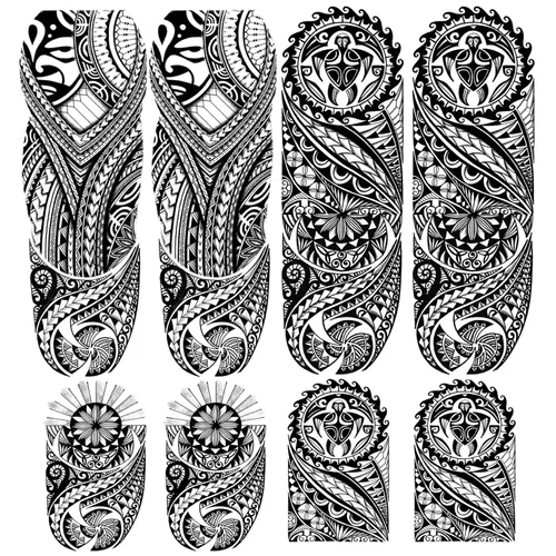 Miniatura 2 de Tótem - Calcomanías de tatuaje temporales, 4 hojas grandes de brazo completo tribal de manga tótem y 4 hojas de tatuajes maoríes falsos de medio