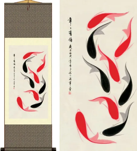 Miniatura 8 de Grace Art Pergamino de pared asiático, Yin acuático y yang