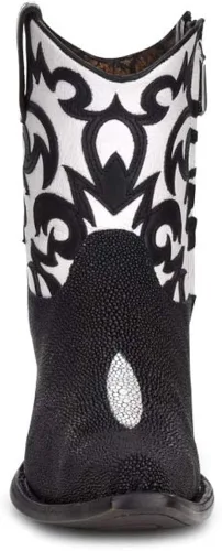 Miniatura 3 de Cuadra Western Chic - Botín para mujer en piel auténtica con cremallera negra