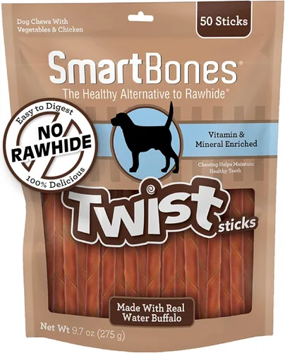 Miniatura 7 de SmartBones Smart Twist Sticks, Palitos masticables sin piel cruda para perros, hechos con pollo real, 50 palitos, 9.7 onzas (Paquete de 1)