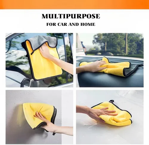 Miniatura 5 de Paquete de 10 toallas de microfibra premium de terciopelo coral para lavado y detallado de automóviles, limpieza del hogar, ultrasuaves