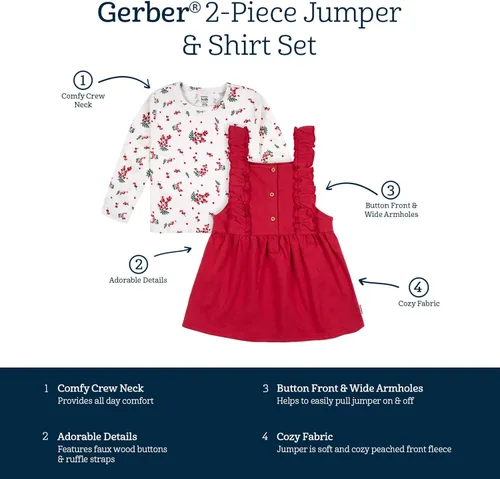 Miniatura 6 de Gerber Conjunto de vestido de 2 piezas para bebés y niñas pequeñas
