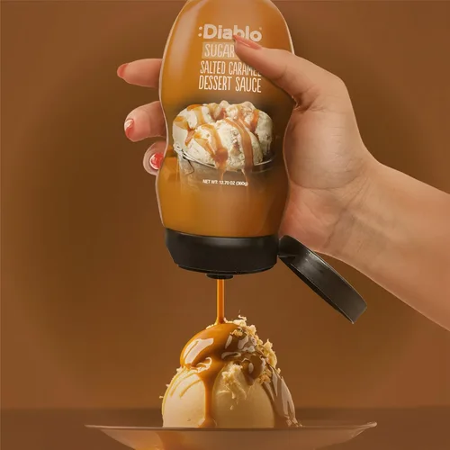 Miniatura 10 de Diablo Salsa de postre de caramelo salado sin azúcar, edulcorante líquido sin gluten, cobertura para brownies, panqueques, gofres, helados, batidos