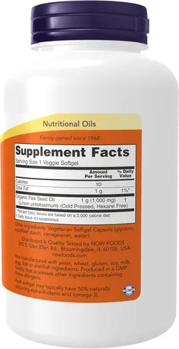 Miniatura 2 de NOW Foods Suplementos, Aceite de Lino 1000 mg con Omega-3 Esenciales, Prensado en Frío, Sin Hexano, Fórmula Vegana, 120 Cápsulas Blandas Vegetales