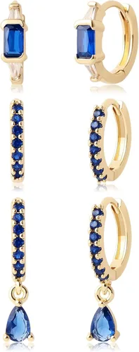Miniatura 5 de Juego de aretes de aro chapados en oro real de 14 quilates, hipoalergénicos, gruesos y gruesos, joyería gruesa para múltiples piercings, regalo