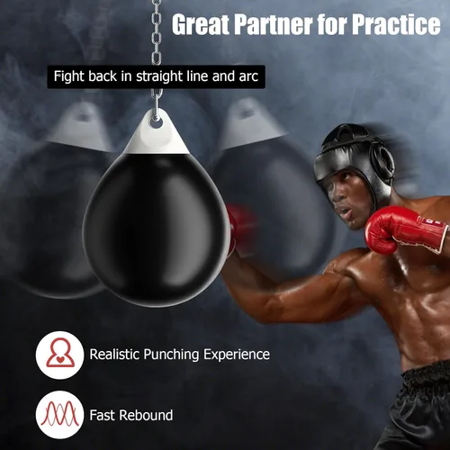 Miniatura 6 de GYMAX Saco de boxeo, bolsa de agua con inyector de agua y accesorios para colgar, bolsa de boxeo plegable resistente para gimnasio en casa,