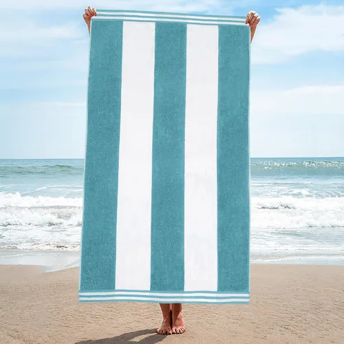 Miniatura 45 de Superior Juego de toallas de playa de algodón de gran tamaño de 4 piezas, toallas absorbentes para baño, playa, piscina, natación, adultos, niños