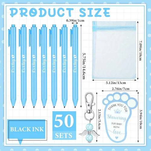 Miniatura 2 de CTOSREE 250 piezas de recuerdos para bebés, incluye bolígrafos, llaveros de ángel, bolsos, tarjetas para baby shower, revelación de género
