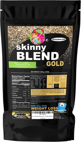 Miniatura 2 de Skinny Blend Gold - Batido de proteínas para mujer, bajo en azúcar, bajo en carbohidratos, apoya el metabolismo y la energía, vainilla cremosa, 15