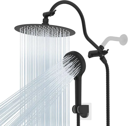 Miniatura 20 de Hibbent All Metal Combo de Cabezal de Ducha de Lluvia de 12 pulgadas con Doble Filtro, Cabezal de Ducha de Mano de Alta Presión con Brazo de Acabado