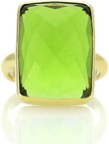 Miniatura 5 de Juego de bisel anillo rectangular de peridoto Joyería llena de oro Anillo de piedra natal de agosto para mujer