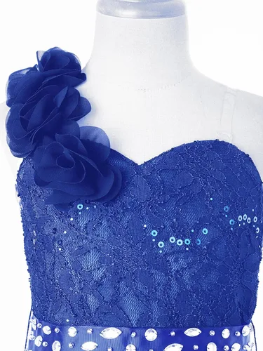 Miniatura 6 de Vestido de mameluco para niña de flores, vestido de dama de honor de princesa con vuelo de un hombro