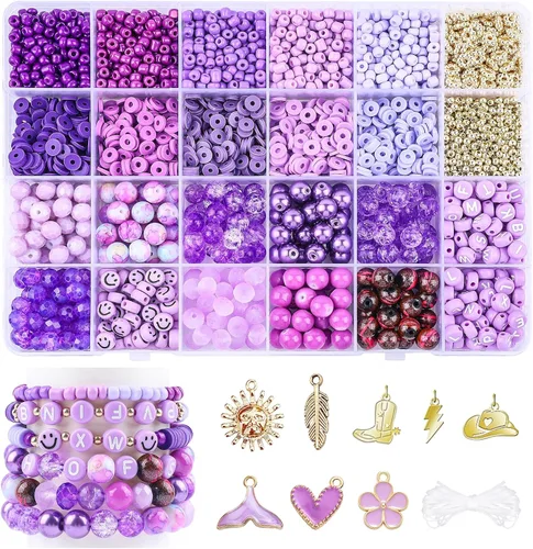 Miniatura 11 de Miss Rabbit Cuentas de pony de 24 colores para la fabricación de joyas, cuentas de pelo para trenzas con cuentas de pelo, kit de pulseras Kandi 24