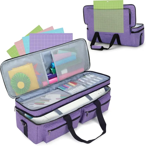 LUXJA Bolsa de doble capa con bolsillo para alfombrilla de corte para Cricut Explore Air (Air2) y Maker, bolsa de transporte compatible con máquina