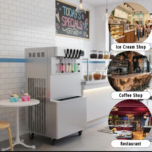 Máquina de helado de yogur congelado mixto comercial 3+2, 220V/60HZ, 11 Gal/H sabores suave servir máquina de helados, fabricante de helado de