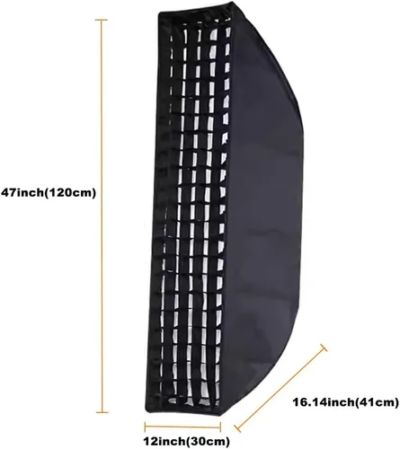 Miniatura 7 de Godox 2 unidades FW30x120cm/12x47 Bowens Mount Strip Honeycomb Grid Softbox, tira desmontable suave con anillo de velocidad Bowens, caja de luz