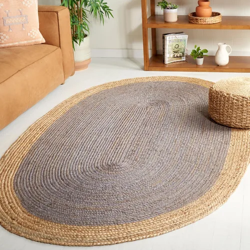Miniatura 23 de SAFAVIEH Alfombra de Área Redonda de 10' - Colección de Fibra Natural - Verde y Marrón Natural, Yute Hecho a Mano, Diseño de Borde Trenzado (NF801G)