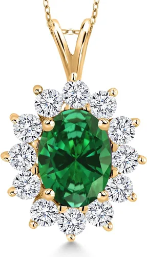 Gem Stone King Collar con piedra natal ovalada de plata chapada en oro amarillo de 18 quilates, ovalado de 0.315 x 0.236 in, collares con colgante