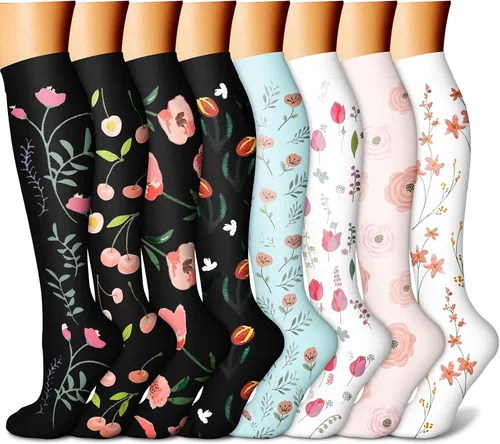 Miniatura 43 de CHARMKING Calcetines de compresión para mujeres y hombres para circulación (8 pares) 15-20 mmHg, mejor soporte para ciclismo atlético