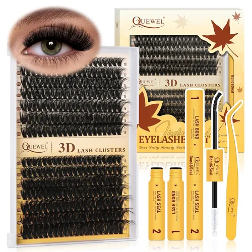 Miniatura 37 de QUEWEL 580 racimos de pestañas 30D+40D+50D+60D+80D+100D racimos de pestañas wispy de 10-18mm, pestañas individuales en racimo reutilizables