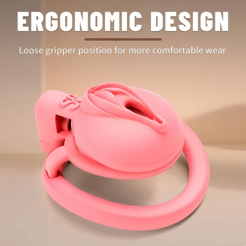 Miniatura 6 de Lock Love Dispositivos de castidad masculina, jaula para pene mariquita, jaula de pene de virginidad plana, impresa en 3D, ligera, rosa, realista