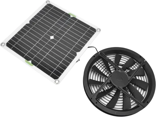 Miniatura 2 de Kit de ventilador de ventilación de panel solar de 10 pulgadas, ventilador de escape portátil con malla protectora, mini ventilador de 12 V 100 W