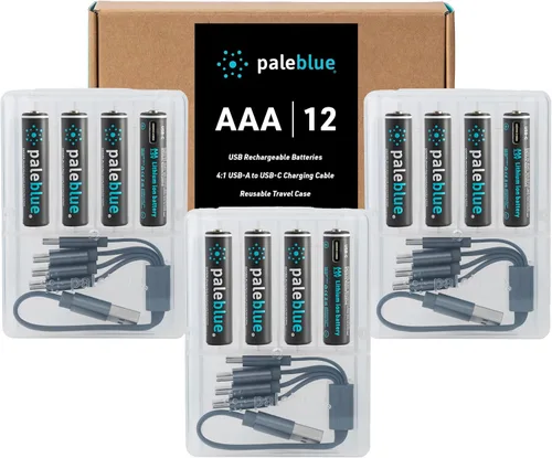 Miniatura 7 de paleblue USB Rechargeable AAA Lithium Batteries, 1 Hour Charge Time, Recharge Over 1000 Times, 600 mAh, 4-in-1 USB-A to USB-C Charging Cable, 4 Pack