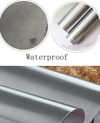 Miniatura 2 de Papel de contacto con aspecto de metal, papel plateado para estante de lavavajillas, electrodomésticos, revestimiento de refrigerador, adhesivo