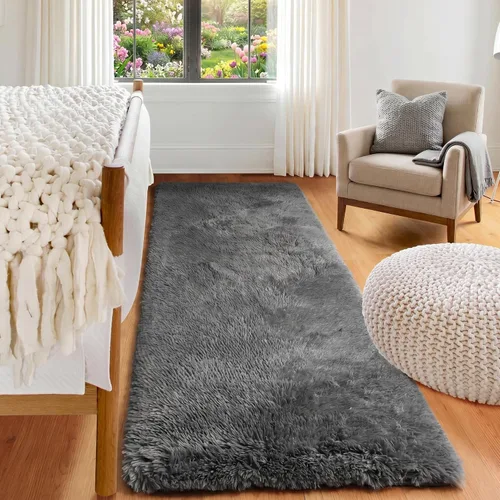 Miniatura 147 de ONASAR - Alfombra de pasillo negra de 2 x 6 pies, esponjosa, lavable, ultrasuave, afelpada, peluda, tapete para bebés, dormitorio de niños, armario