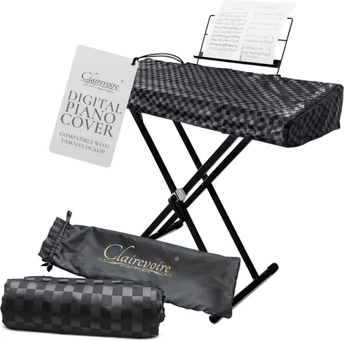 Clairevoire Funda impermeable para piano y teclado Yamaha DGX670, DGX660, DGX650, fundas de teclado para piano digital, protección de piano Ébano