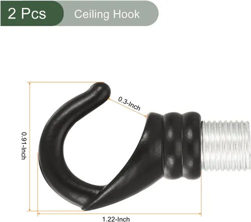Miniatura 2 de YOKIVE 2 ganchos de techo de aleación M10, colgador de accesorios colgantes galvanizados Lámpara de araña colgante, ideal para el hogar