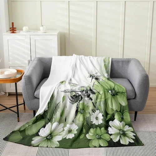 Miniatura 23 de Erosebridal Manta de abeja de 40 x 50 pulgadas, manta de sherpa cálida con estampado de animales 3D para sofá de cama, manta de microfibra suave