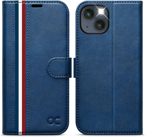 Miniatura 9 de OCASE Funda Cartera Compatible con iPhone 14, Funda Tipo Folio de Cuero PU con Tapa, con Tarjeteros y Bloqueo RFID, Soporte