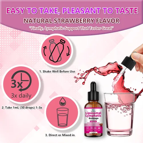 Miniatura 7 de Gotas de drenaje linfático liposomal, soporte linfático orgánico 11 en 1 con trébol rojo, equinácea, saúco, raíz de bardana para limpieza linfática