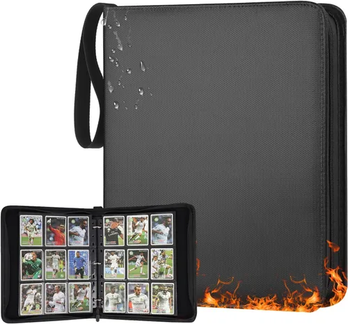 Miniatura 32 de GERMUN Carpeta de tarjetas de poliuretano, 16 bolsillos, carpetas de soporte premium para más de 1000 tarjetas, álbum de bolsillo de doble cara