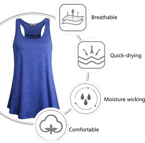 Miniatura 47 de Cestyle - Camiseta sin mangas para mujer, cuello redondo, corte holgado, para entrenamiento