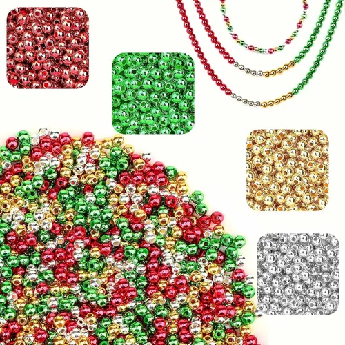 Miniatura 16 de 1200 piezas de cuentas redondas doradas espaciadoras lisas con forma de bola sueltas para pulseras, 4 mm, 6 mm, 8 mm