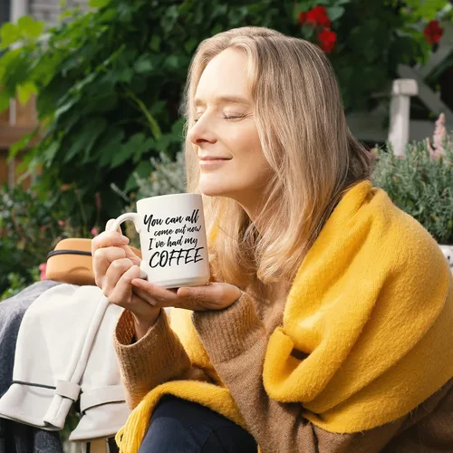 Miniatura 3 de Taza de café divertida con texto en inglés "Come Out Now"; bonita taza de cerámica blanca de 15 onzas con un eslogan genial; gran regalo único