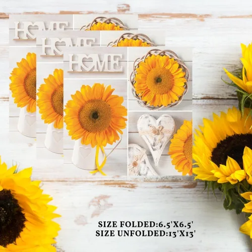 Miniatura 2 de Servilletas de papel de girasol de 13 x 13 pulgadas, 20 unidades, servilletas de 3 capas de girasol para arte de Navidad, cena y fiesta, servilletas