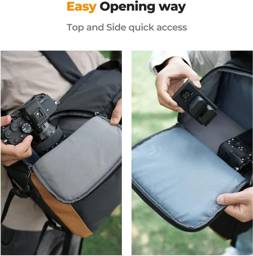 Miniatura 3 de K&F Concept Funda para cámara de 22L para fotógrafos, bolsas de cámara de gran capacidad con cubierta impermeable, compartimento para laptop de 15.6