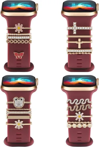 ALMNVO Bling Charms de diamante para correas de Apple Watch, Charms de 46 mm, 45 mm, 44 mm, 42 mm, 41 mm, 40 mm, 38 mm, 49 mm, anillos decorativos