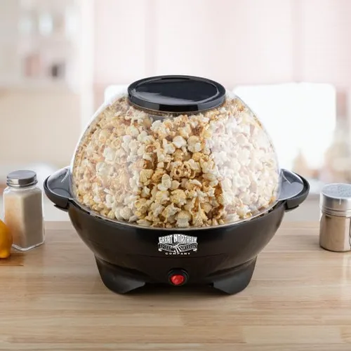 Miniatura 8 de Máquina eléctrica de palomitas de maíz de 800 W, capacidad de 6 cuartos de galón, agitador integrado y cuenco para servir (negro)