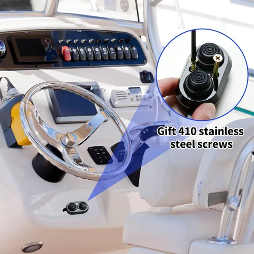 Miniatura 6 de Interruptor de ajuste para barco, interruptor de ajuste e inclinación Haoguo con IP67 impermeable, adecuado para barcos de pesca, yates, barcos Negro
